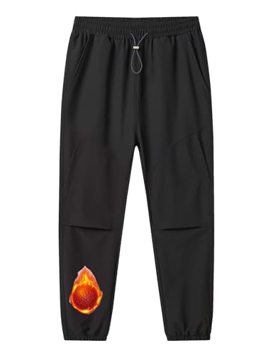 Echinodon Jungen Gefütterte Outdoorhose Warm Wasserdicht Kinder Winter Hose Sporthose Thermohose Schwarz 160 von Echinodon