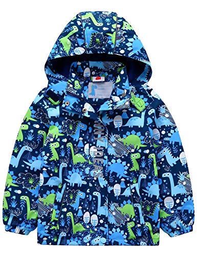 Echinodon Jungen Gefütterte Outdoorjacke Wanderjacke wasserabweisend winddicht Kinder Jacke Regenjacke Übergangsjacke Blau 110-116 von Echinodon