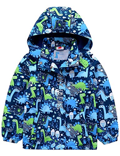 Echinodon Jungen Gefütterte Outdoorjacke Wanderjacke wasserabweisend winddicht Kinder Jacke Regenjacke Übergangsjacke Blau 122-128 von Echinodon