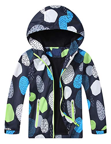 Echinodon Jungen Gefütterte Outdoorjacke mit Reflektoren Jacke Kinder Wanderjacke Übergangsjacke Regenjacke Trekkingjacke Blau XL von Echinodon