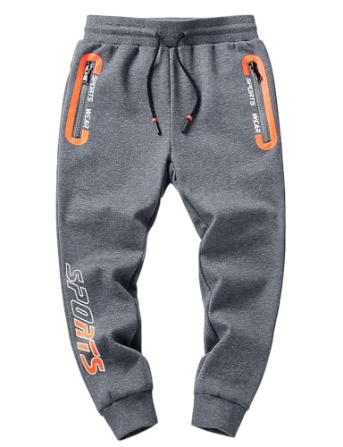 Echinodon Jungen Gefütterte Sporthose Winter Hose Jogginghose Sweathose Kinder Thermohose Grau 150 von Echinodon