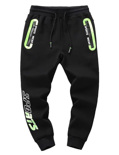 Echinodon Jungen Gefütterte Sporthose Winter Hose Jogginghose Sweathose Kinder Thermohose Schwarz 150 von Echinodon