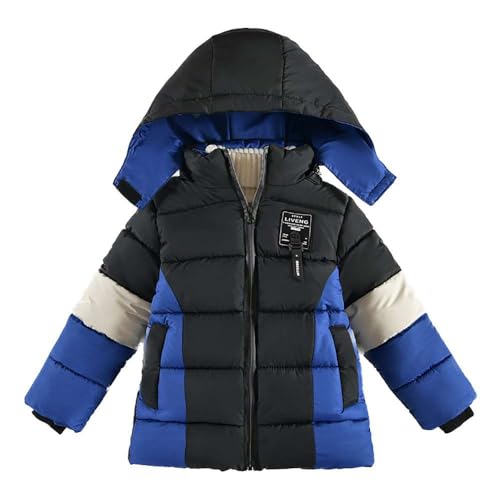 Echinodon Jungen Gefütterte Steppjacke mit Samtfutter Winterjacke Baby Kinder Winter Mantel Kapuzenjacke Jacke Blau XL von Echinodon