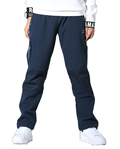 Echinodon Jungen Hose mit Fleecegefütterung Outdoorhose Softshellhose Warm Wasserdicht Winddicht Atmungsaktiv Schnelltrockend Blau 160 von Echinodon