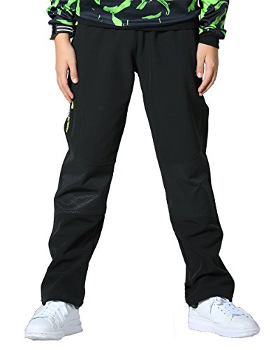 Echinodon Jungen Hose mit Fleecegefütterung Outdoorhose Softshellhose Warm Wasserdicht Winddicht Atmungsaktiv Schnelltrockend Schwarz 140 von Echinodon