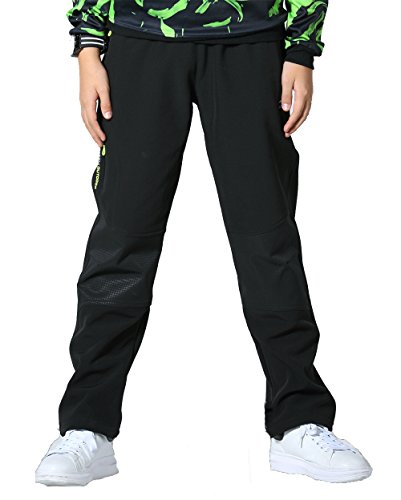 Echinodon Jungen Hose mit Fleecegefütterung Outdoorhose Softshellhose Warm Wasserdicht Winddicht Atmungsaktiv Schnelltrockend Schwarz 180 von Echinodon