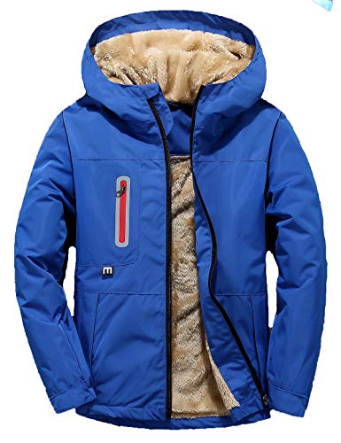 Echinodon Jungen Jacke Übergangsjacke mit Samtfutter Windjacke Outdoorjacke mit Reflektoren Funktionsjacke Herbst Winter Jacke Wanderjacke Blau 2XL von Echinodon