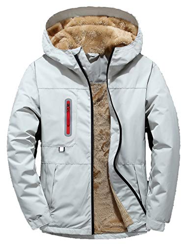 Echinodon Jungen Jacke Übergangsjacke mit Samtfutter Windjacke Outdoorjacke mit Reflektoren Funktionsjacke Herbst Winter Jacke Wanderjacke Weiß M von Echinodon