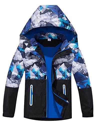 Echinodon Jungen Jacke mit Fleecefütterung Gefütterte Outdoorjacke Kinder Übergangsjacke Wanderjacke Trekkingjacke Blau 130 von Echinodon