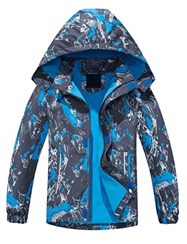 Echinodon Jungen Jacke mit Fleecefütterung Gefütterte Outdoorjacke Kinder Übergangsjacke Wanderjacke Trekkingjacke Hellblau 110 von Echinodon