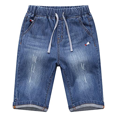 Echinodon Jungen Jeans 1/2 Kurz Hose Kinder Shorts Baumwolle Jeanshose Sommer Jeansshorts Weich Leicht Atmungsaktiv A 140 von Echinodon