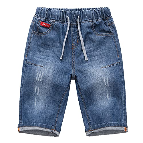 Echinodon Jungen Jeans 1/2 Kurz Hose Kinder Shorts Baumwolle Jeanshose Sommer Jeansshorts Weich Leicht Atmungsaktiv B 130 von Echinodon