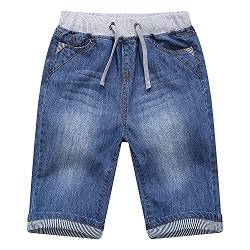 Echinodon Jungen Jeans 1/2 Kurz Hose Kinder Shorts Baumwolle Jeanshose Sommer Jeansshorts Weich Leicht Atmungsaktiv D 120 von Echinodon