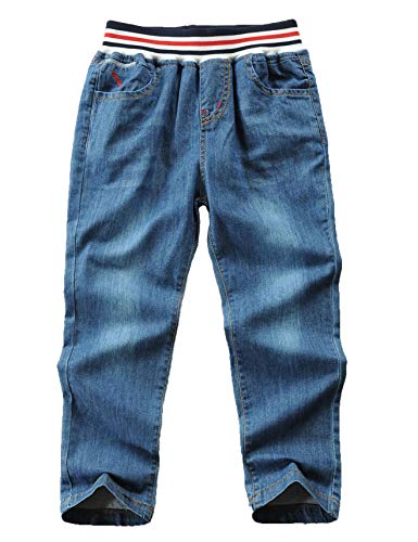 Echinodon Jungen Jeans Hose Baumwolle Jeanshose Leicht Weich Atmungsaktiv Kinder Sweathose 130 von Echinodon