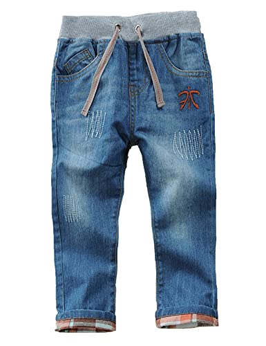 Echinodon Jungen Jeans Hose Kinder Jeanshose Leicht Weich Atmungsaktiv 100% Baumwolle Blau N 100 von Echinodon