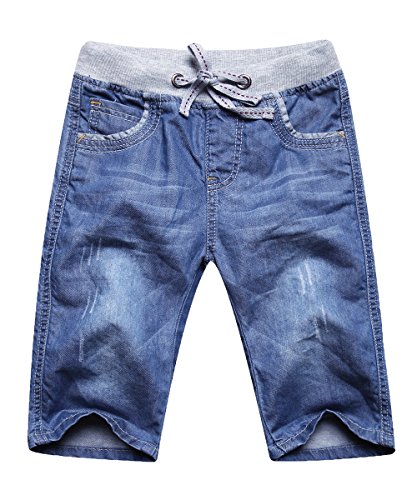 Echinodon Jungen Jeans Shorts 1/2 Kurze Hose Kinder Sommer Jeanshose Weich/Dünn/Atmungsaktiv B104 von Echinodon