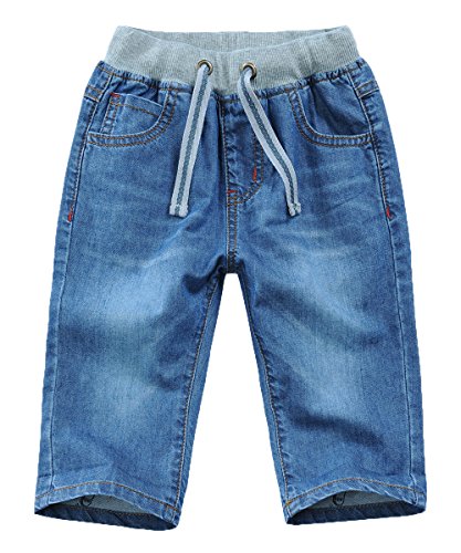 Echinodon Jungen Jeans Shorts 1/2 Kurze Hose Kinder Sommer Jeanshose Weich/Dünn/Atmungsaktiv A140 von Echinodon