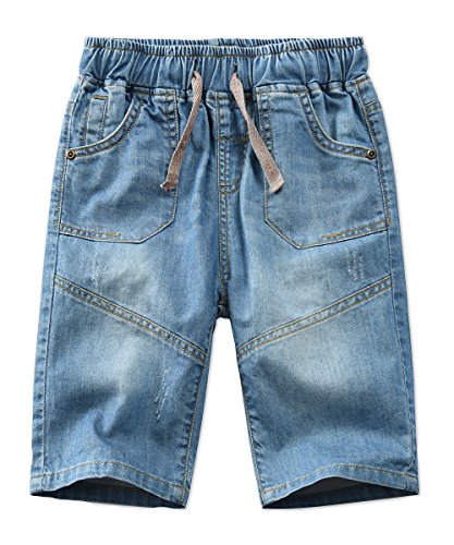 Echinodon Jungen Jeans Shorts 1/2 Kurze Hose Kinder Sommer Jeanshose Weich/Leicht/Atmungsaktiv F 128 von Echinodon