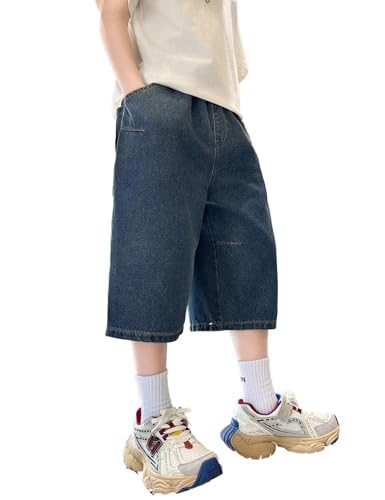 Echinodon Jungen Jeans Shorts 3/4 Kurze Hose Kinder Weite Dünne Jeanshose Sommer Hose F 170 von Echinodon