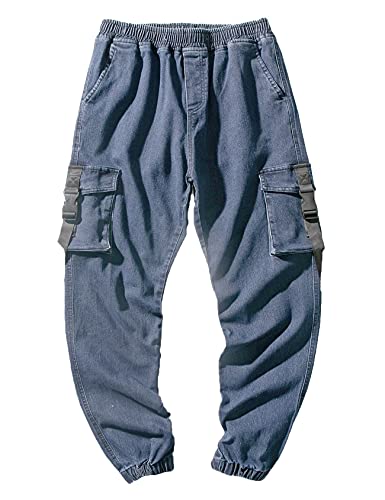 Echinodon Jungen Jeans im Cargohose-Look Kinder Jeanshose Sweathose Denim Hose Blau L von Echinodon