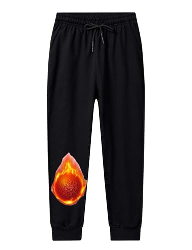 Echinodon Jungen Jogginghose Gefütterte Sweathose Kinder Thermohose Teenager Winter Hose Elastischer Bund Schwarz B 160 von Echinodon