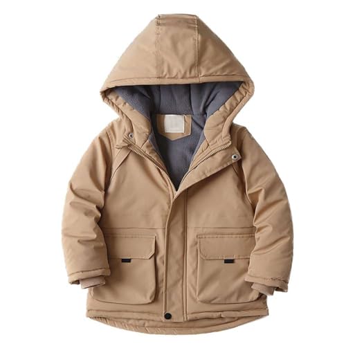 Echinodon Jungen Winter Parka Winterjacke mit Fleecefutter Kinder Baby Kapuzenjacke Khaki 110 von Echinodon