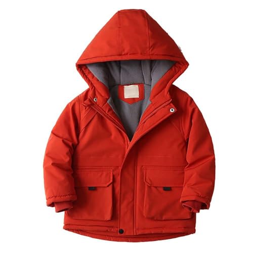 Echinodon Jungen Parka Winterjacke mit Samtfutter Kinder Baby Winter Jacke Orange 110 von Echinodon