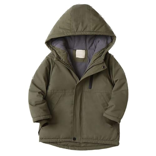 Echinodon Jungen Parka mit Samtfutter Winterjacke Kinder Herbst Winter Jacke Armeegrün 140 von Echinodon