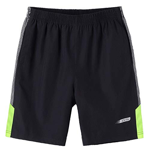 Echinodon Jungen Shorts Schnelltrockend Trainingshort Reflektoren Atmungsaktiv Kinder Sport Fitness Outdoor Shorts Schwarz 170 von Echinodon