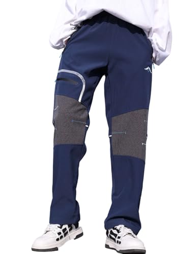 Echinodon Jungen Outdoorhose Wasserabweisend Softshellhose Ungefüttert Wanderhose schnelltrocknend Sommer Sport Freizeit Hose Blau 140 von Echinodon
