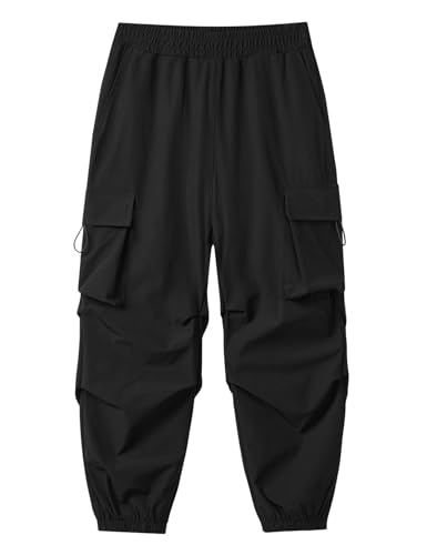 Echinodon Jungen Sommer Cargohose Schnelltrocknend Wasserabweisend Kinder Leichte Dünne Sommerhose Wanderhose Schwarz 150 von Echinodon