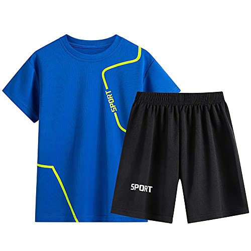 Echinodon Jungen Sport-Set Schnelltrockend Shirt + Shorts Anzug für Fußball Jogging Training Blau 130 Echinodon Jungen Sport-Set Schnelltrockend Shirt + Shorts Anzug für Fußball Jogging Training Blau 130 von Echinodon