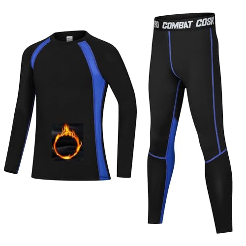 Echinodon Jungen Sportunterwäsche mit Fleecefutter Kinder Fußball Kompressionsunterwäsche Funktionsunterwäsche Set für Fitness Running Fußballtraining Basketball Radsport Fleecefutter-Blau 26 Echinodon Jungen Sportunterwäsche mit Fleecefutter Kinder Fußball Kompressionsunterwäsche Funktionsunterwäsche Set für Fitness Running Fußballtraining Basketball Radsport Fleecefutter-Blau 26 von Echinodon