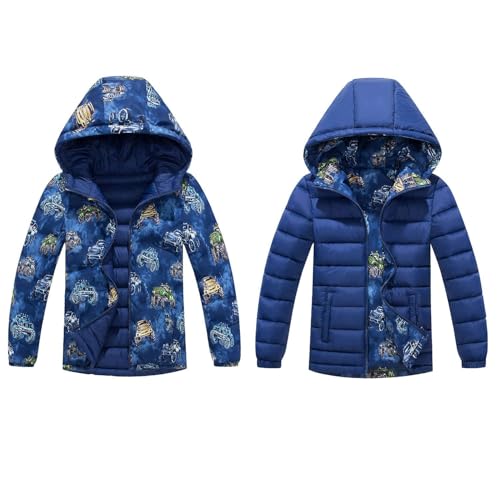Echinodon Jungen Steppjacke 2 in 1 Winterjacke Doppelseitige Jacke Kinder Winter Kapuzenjacke Navy/Blau 150 von Echinodon