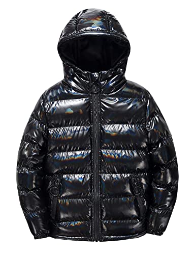 Echinodon Jungen Steppjacke Winterjacke mit Kapuze Wasserabweisend Winndicht Kinder Verdickte Jacke Winter Herbst Parka Schwarz 140 von Echinodon