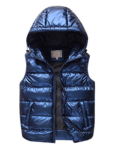 Echinodon Jungen Thermo-Steppweste mit Kapuze Kinder Weste Wasserabweisend Warm Outdoor Weste Blau 140 von Echinodon