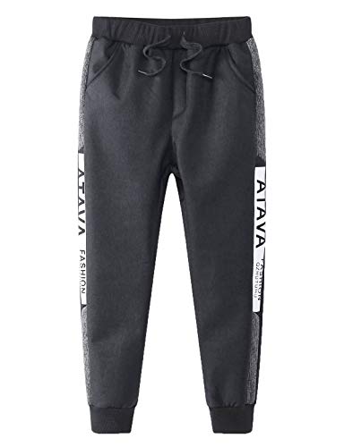 Echinodon Jungen Thermo-Sweathose mit Samtfutter Winterhose Gefüttert Hose Sport Freizeit Winter Hose Jogginghose Grau 160 von Echinodon