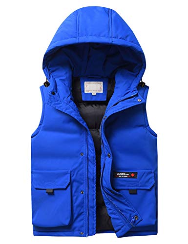 Echinodon Jungen Thermoweste mit Kapuze Kinder Weste Wasserabweisend Warm Herbst Übergangsjacke Outdoor Weste Blau 140 von Echinodon