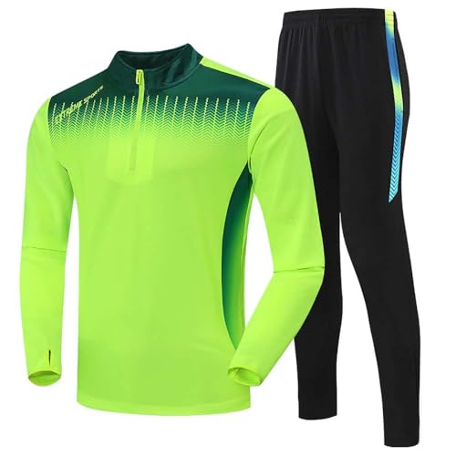 Echinodon Jungen Trainingsanzug Kinder Jogginganzug Fußball Trikot Polyester Langarmshirt + Hose Mädchen Sportanzug Grün 3XS von Echinodon