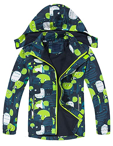 Echinodon Jungen Übergangsjacke mit Fleecefutter Jacke Outdoorjacke Wasserabweisend Winddicht Wanderjacke Frühling Herbst Blau 110 von Echinodon