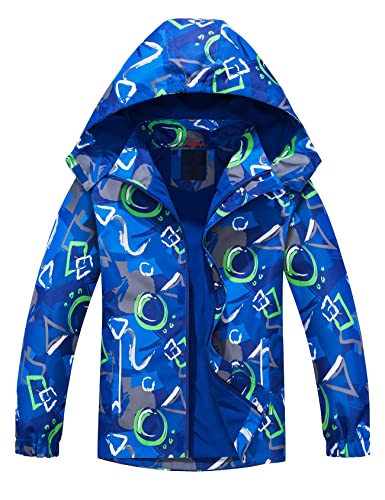 Echinodon Jungen Übergangsjacke mit Fleecefutter Jacke Outdoorjacke Wasserabweisend Winddicht Wanderjacke Frühling Herbst Blau2 130 von Echinodon