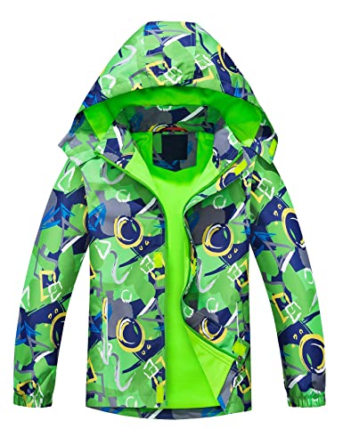 Echinodon Jungen Übergangsjacke mit Fleecefutter Jacke Outdoorjacke Wasserabweisend Winddicht Wanderjacke Frühling Herbst Grün 150 von Echinodon