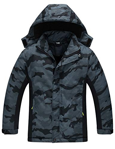 Echinodon Jungen Verdickte Outdoorjacke Funktionsjacke Winterjacke Übergangsjacke Windjacke Herbst Jacke Wanderjacke Schwarz 150 von Echinodon