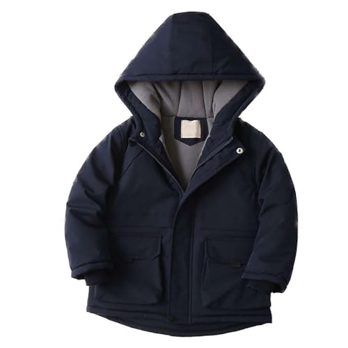 Echinodon Jungen Winter Parka Winterjacke mit Fleecefutter Kinder Baby Kapuzenjacke Navy 120 von Echinodon