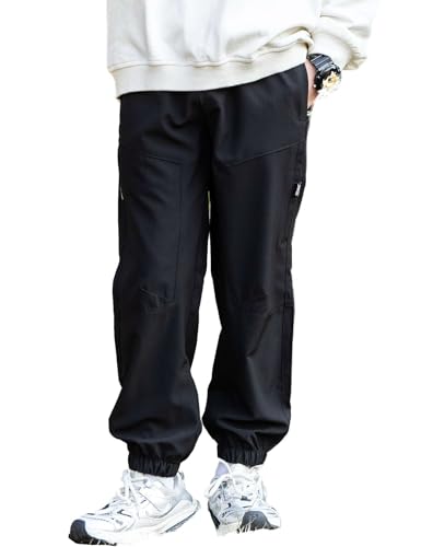 Echinodon Jungen schnelltrocknend Hose Sommer Outdoorhose Leicht Dünn Atmungsaktiv Kinder Sporthose Trekkinghose Wanderhose Schwarz 130 von Echinodon