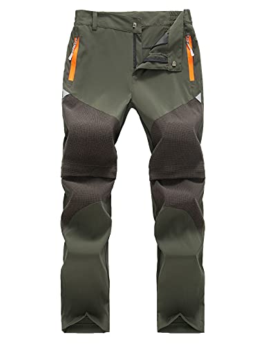 Echinodon Kinder 2-in-1-Funktionshose Jungen Mädchen Outdoorhose Schnelltrockend Leicht Sommer Frühling Wanderhose Trekkinghose Armeegrün 170 von Echinodon