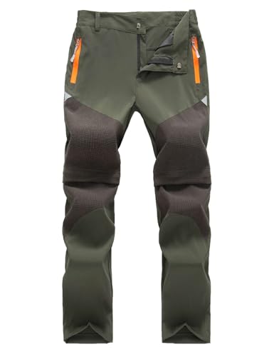 Echinodon Kinder 2-in-1 Outdoorhose Sommer Zipp Off Hose Schnelltrocknend Dünn Leicht Wanderhose Trekkinghose Armeegrün 150 von Echinodon