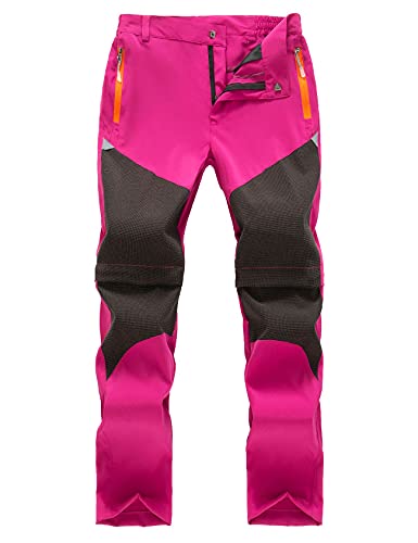 Echinodon Kinder 2-in-1-Funktionshose Jungen Mädchen Outdoorhose Schnelltrockend Leicht Sommer Frühling Wanderhose Trekkinghose Rosa 130 von Echinodon