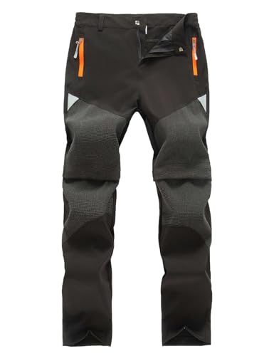 Echinodon Kinder 2-in-1-Funktionshose Jungen Mädchen Outdoorhose Schnelltrockend Leicht Sommer Frühling Wanderhose Trekkinghose Schwarz 130 von Echinodon