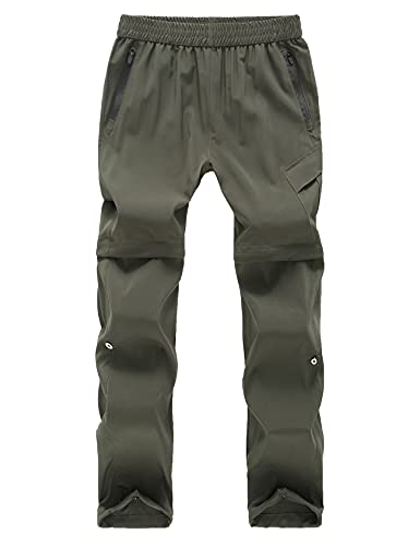 Echinodon Kinder 2-in-1-Funktionshose Zipp Off Hose Outdoorhose Jungen Mädchen Wanderhose Trekkinghose Sommer Frühling Armeegrün 160 von Echinodon